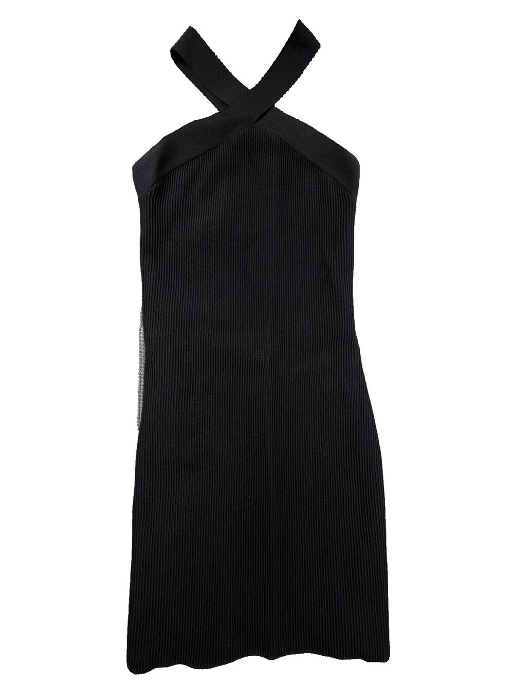 Aritzia Babaton Sculpt Knit Criss Cross Halter Mini Dress‎ - Black - Size M